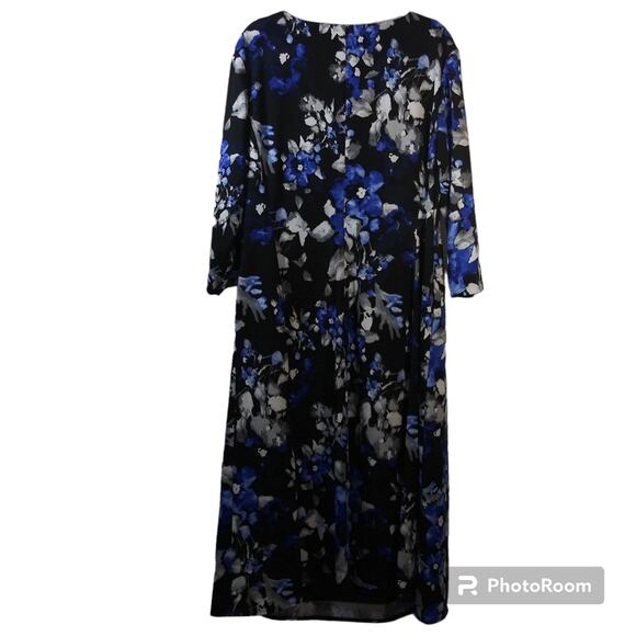 Giovanna Dress D1523P-Black/Royal Floral Pockets Spring Wedding Size 18W - Picture 2 of 13